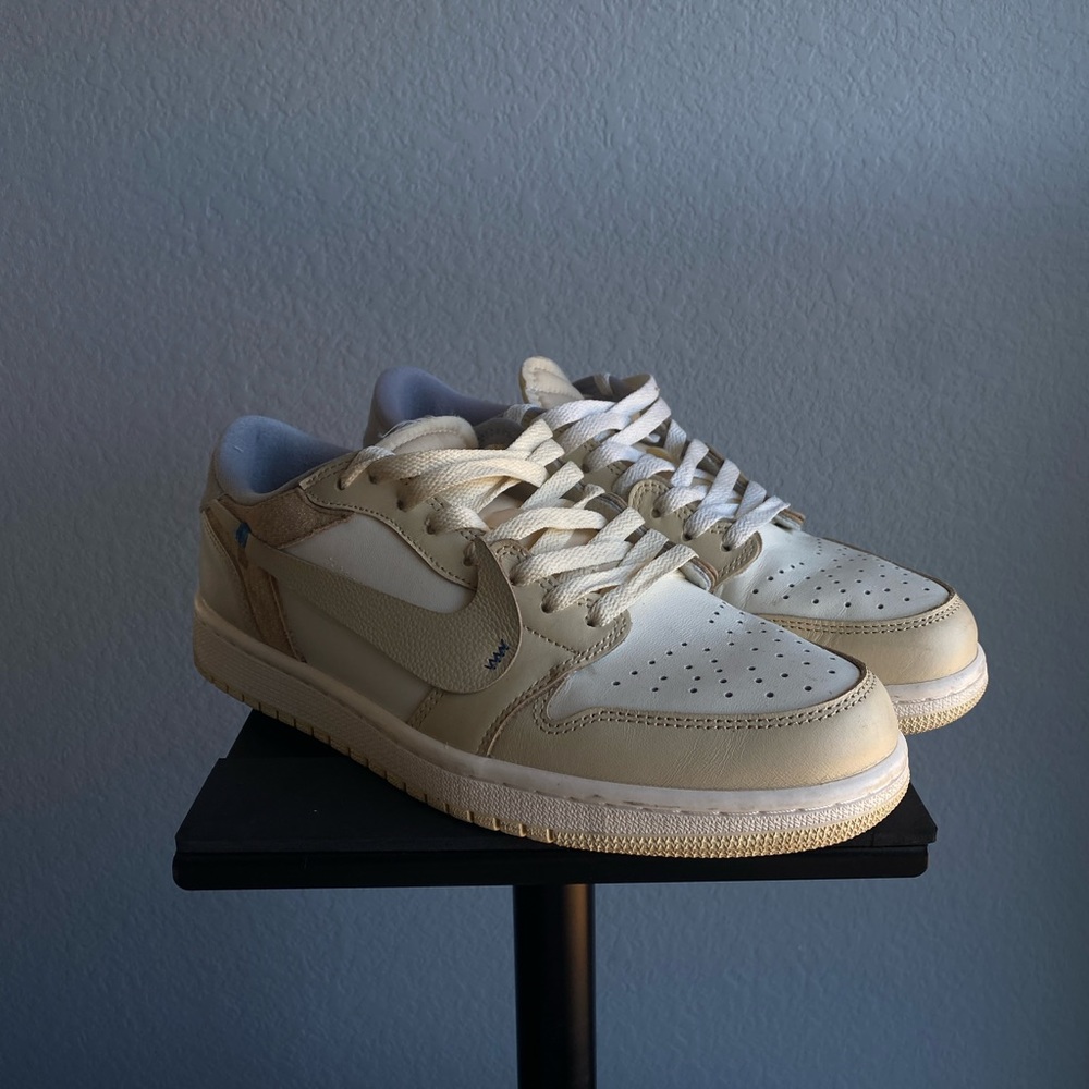 Custom Nike Jordan 1 Low Tan/White/Grey Mens 10 - Very Good Condition